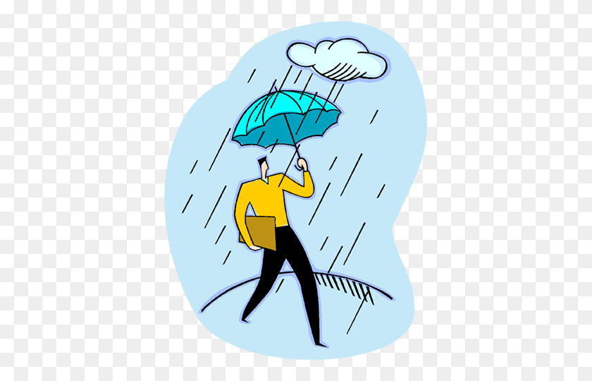 373x480 Man Walking In The Rain With An Umbrella Royalty Free Vector Clip - Rainstorm Clipart