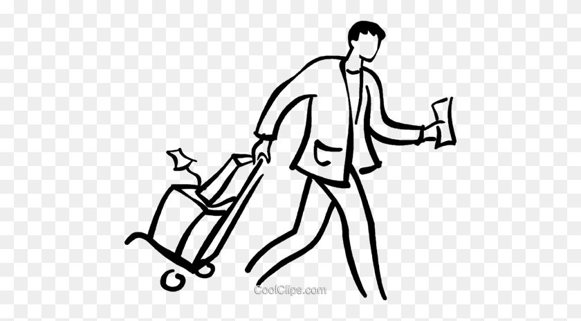 480x404 Man Walking With Luggage Royalty Free Vector Clip Art Illustration - Person Walking PNG