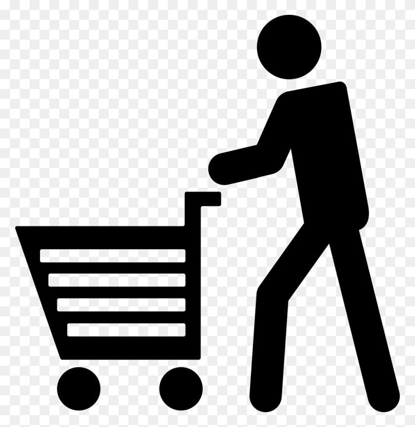 950x980 Man Walking With Shopping Cart Png Icon Free Download - People Shopping PNG