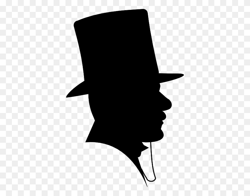 396x599 Man Wearing A Top Hat Clip Art - Man Silhouette Clipart