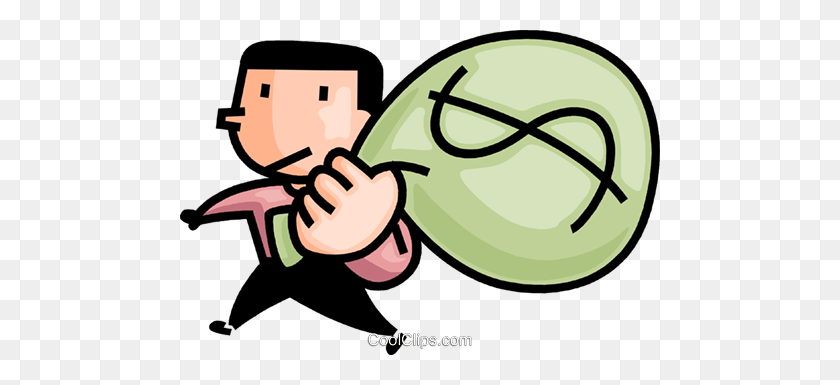 480x325 Man With A Bag Of Money Royalty Free Vector Clip Art Illustration - Bag Of Money Clipart