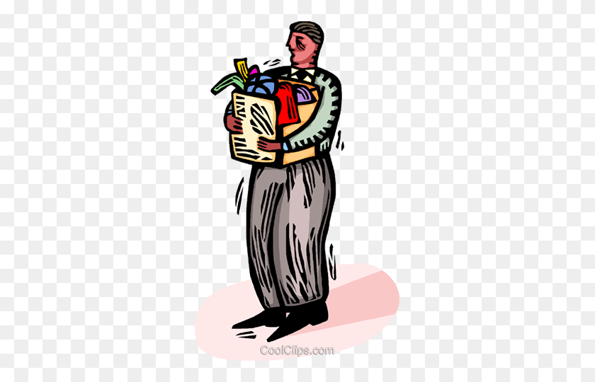 289x480 Man With A Box Of Clothes Royalty Free Vector Clip Art - Divorce Clipart