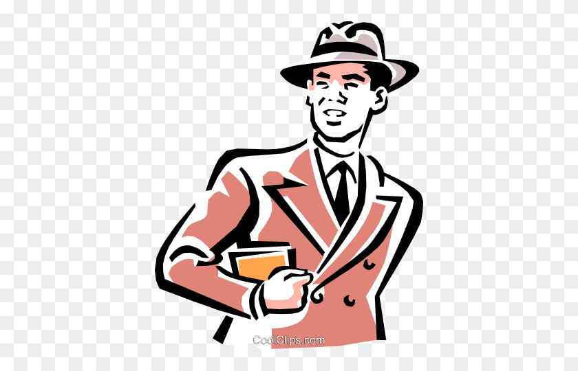 390x480 Man With A Hat Royalty Free Vector Clip Art Illustration - Man In Suit Clipart