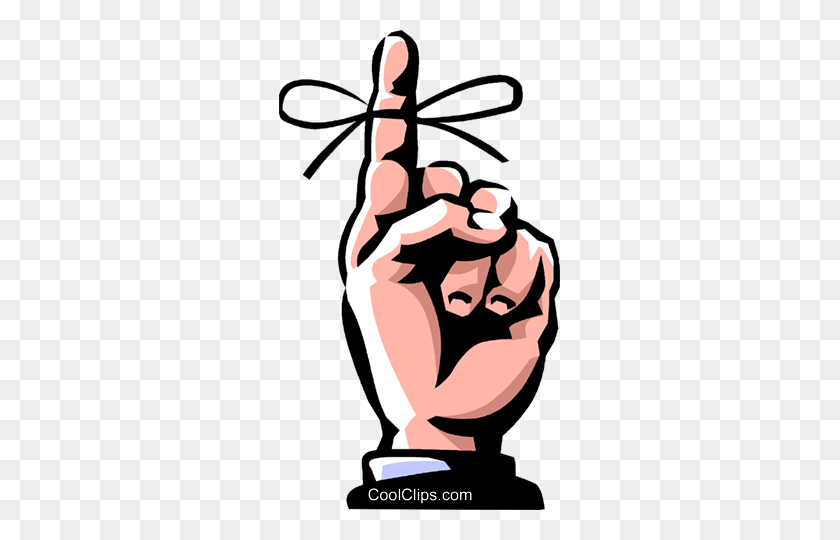 281x480 Man With A String Tied Around His Finger Royalty Free Vector Clip - Reminder Finger Clipart