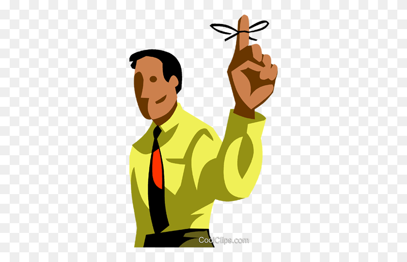 306x480 Man With A String Tied To His Finger Royalty Free Vector Clip Art - Optimistic Clipart
