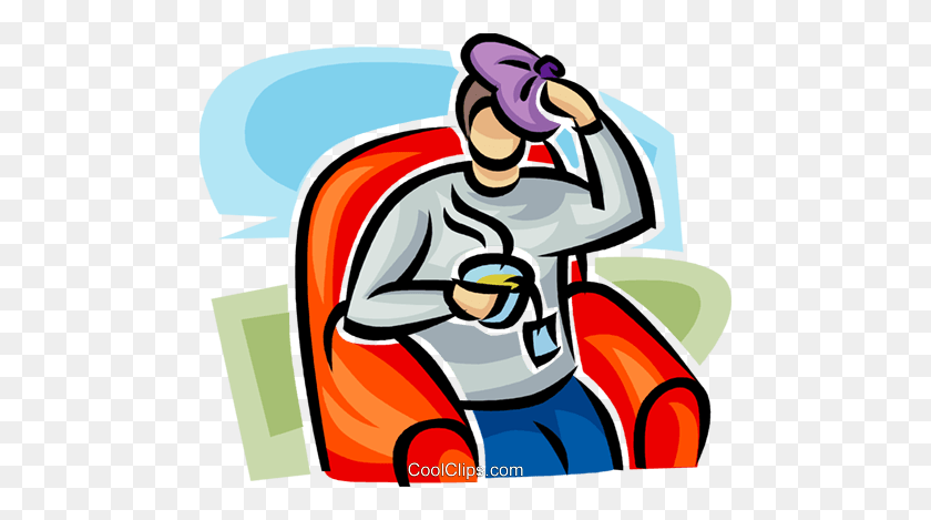 480x409 Man With An Ice Pack On His Head Royalty Free Vector Clip Art - Ice Pack Clip Art