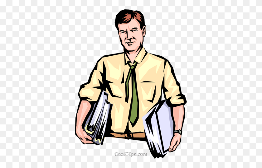 359x480 Man With Armloads Of Work Royalty Free Vector Clip Art - Office Worker Clipart
