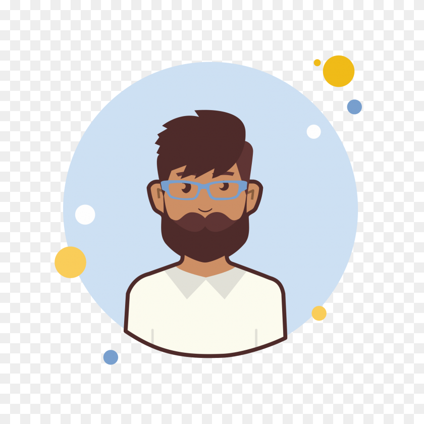 1600x1600 Man With Beard In Blue Glasses Icon - Cartoon Glasses PNG
