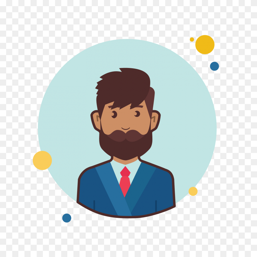 1600x1600 Man With Beard In Suit Icon - Man In Suit PNG