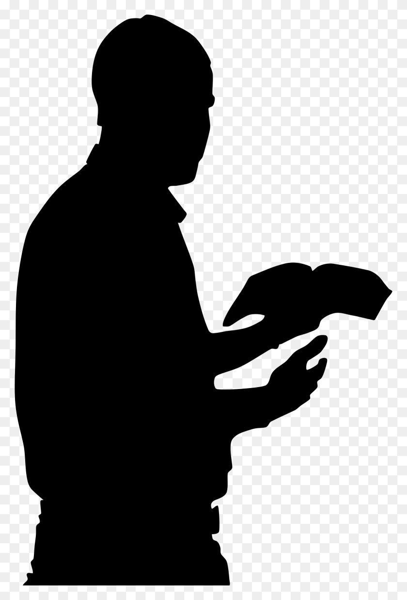 1561x2357 Hombre Con Biblia En Mano Silueta Iconos Png - Biblia Png