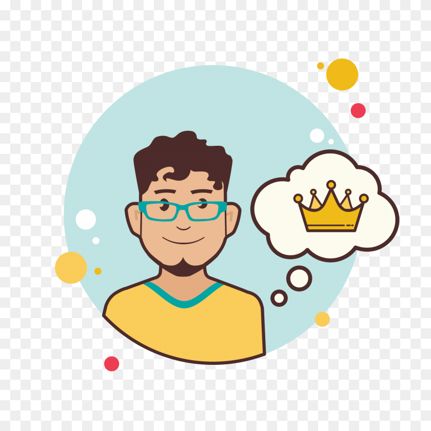 1600x1600 Man With Crown Icon - Cartoon Crown PNG