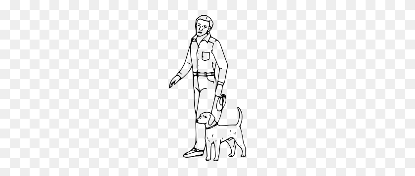 156x296 Man With Dog Clip Art - Dog Clipart Black And White