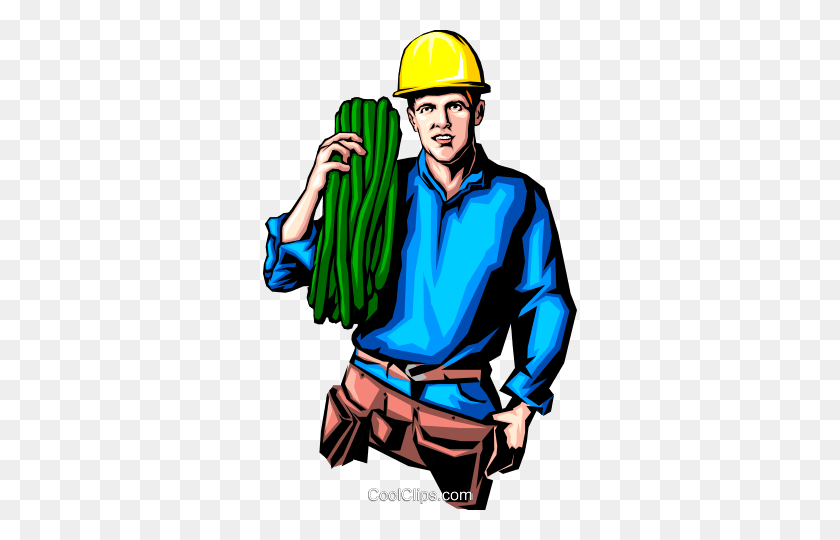 314x480 Man With Hard Hat Royalty Free Vector Clip Art Illustration - Construction Hat Clipart