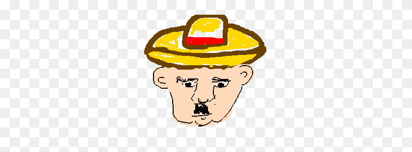 300x250 Hombre Con Bigote De Hitler Con Un Sombrero De Dibujo - Bigote De Hitler Png
