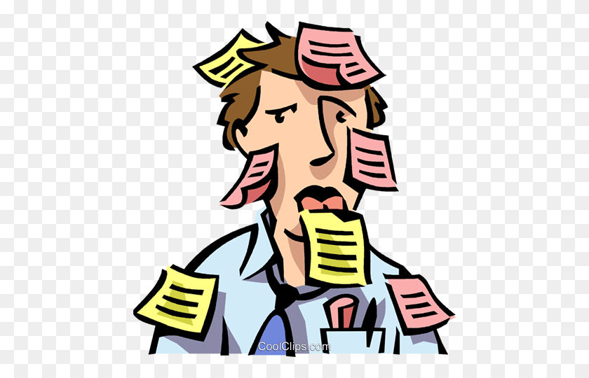 460x480 Man With Post It Notes All Over Him Royalty Free Vector Clip Art - Post Clipart