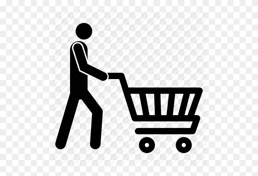 512x512 Man With Shopping Cart, Man With Shopping Trolley, Shopping - Shopping Cart Icon PNG