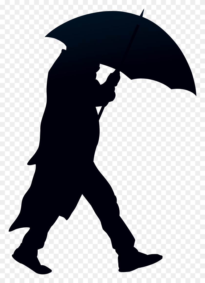 5671x8000 Man With Umbrella Silhouette Png Clip - People Clipart PNG
