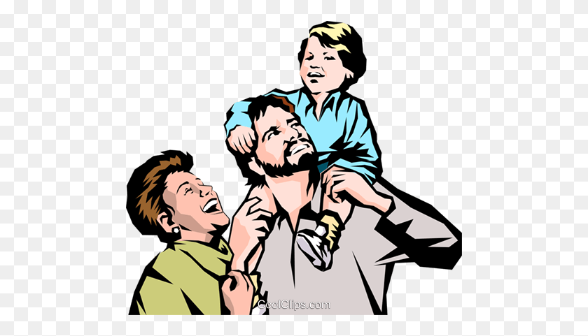 480x421 Man With Wife And Child Royalty Free Vector Clip Art Illustration - Wife Clipart