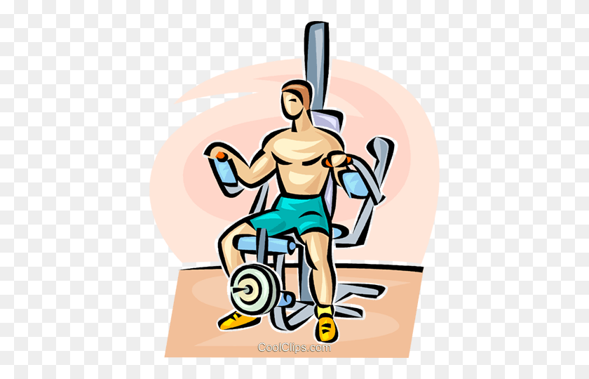 414x480 Man Working Out Royalty Free Vector Clip Art Illustration - Muscle Man Clipart