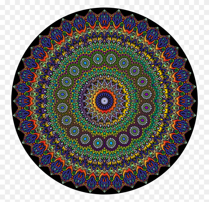 750x750 Mandala Hippie Psychedelia Hinduism Color - Hippie Clipart Black And White
