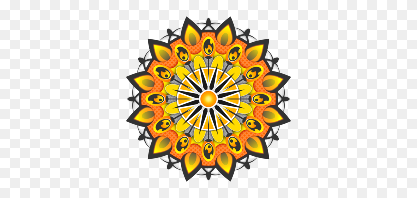 340x340 Mandala Mehndi Henna Yantra Symbol - Henna Clipart