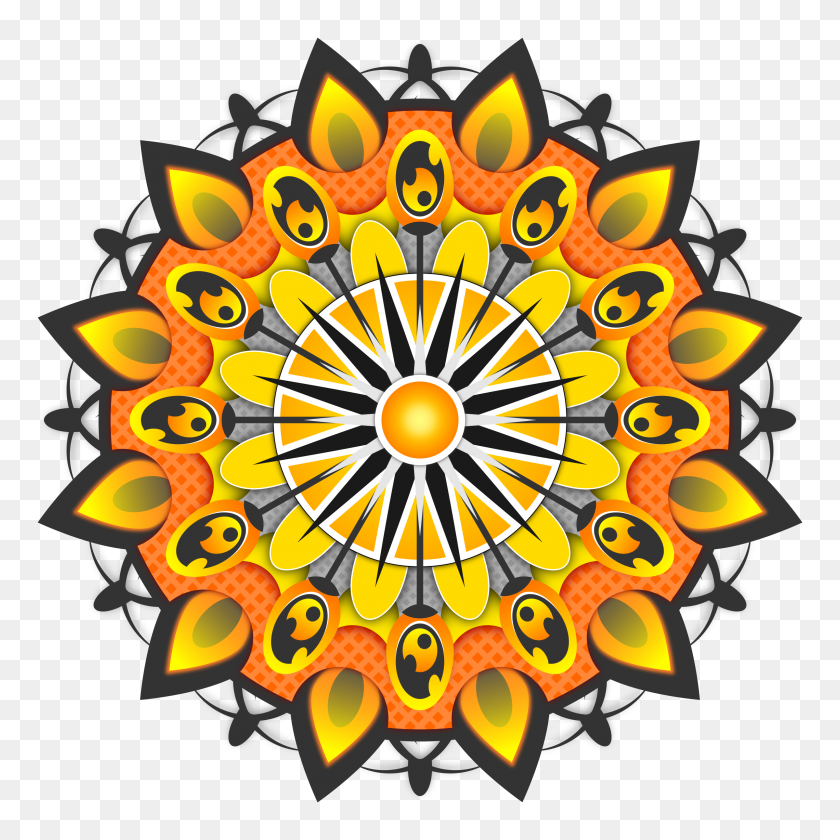 2400x2400 Mandala Yellow Icons Png - Mandala PNG