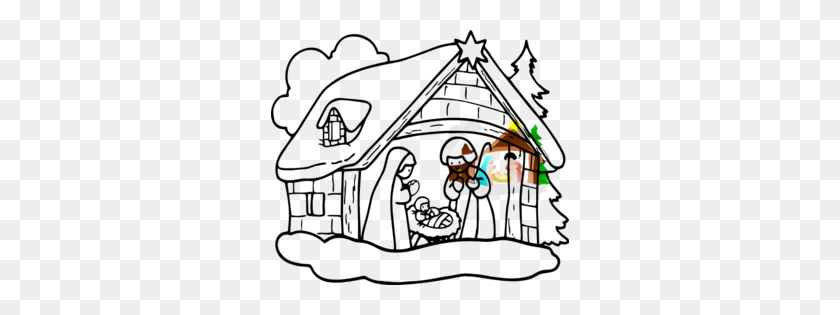 298x255 Manger House Clip Art - Christmas House Clipart