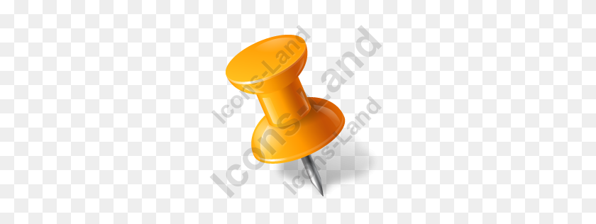 256x256 Map Marker Push Pin Left Orange Icon, Pngico Icons - Push Pin PNG