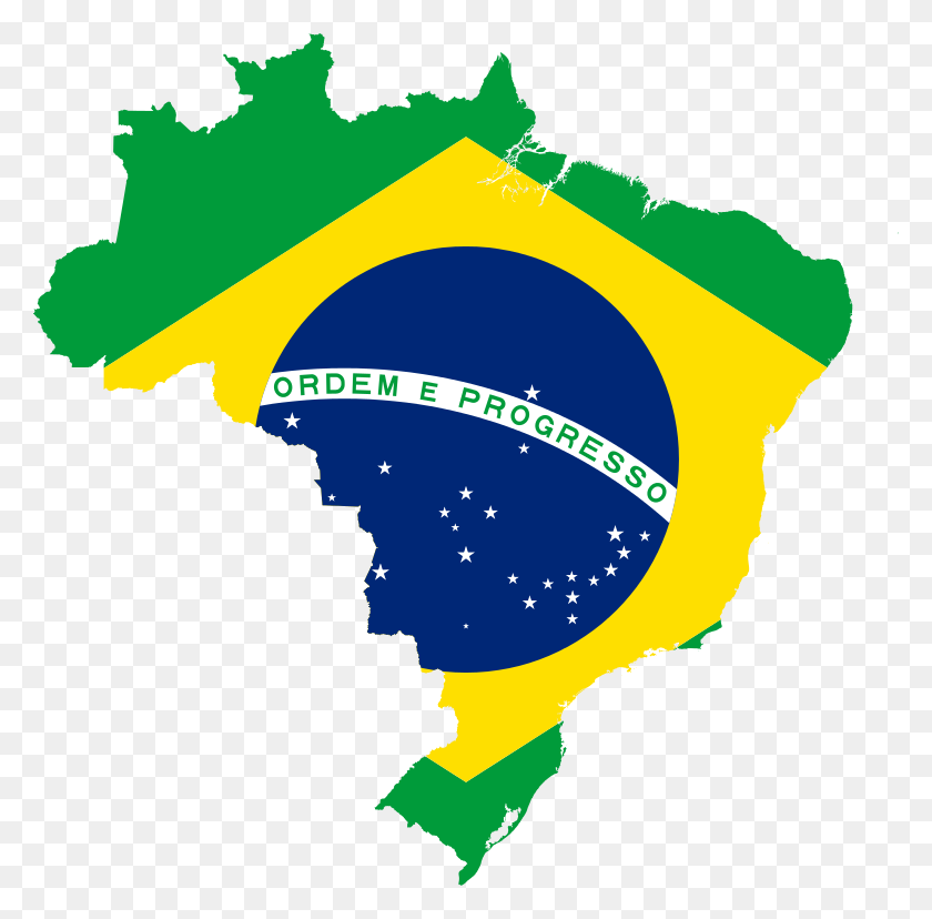 780x768 Map Of Brazil With Flag - Brazil Flag PNG