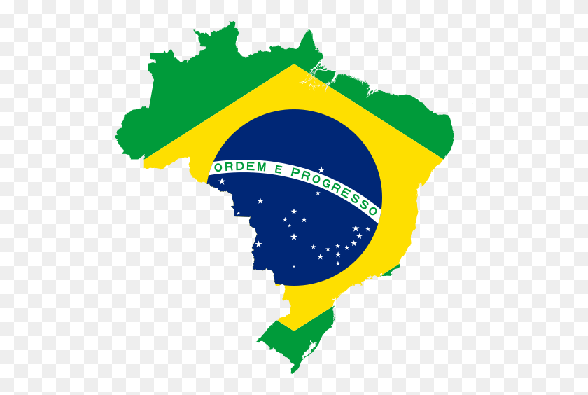 512x504 Карта Бразилии С Флагом - Бразилия Png