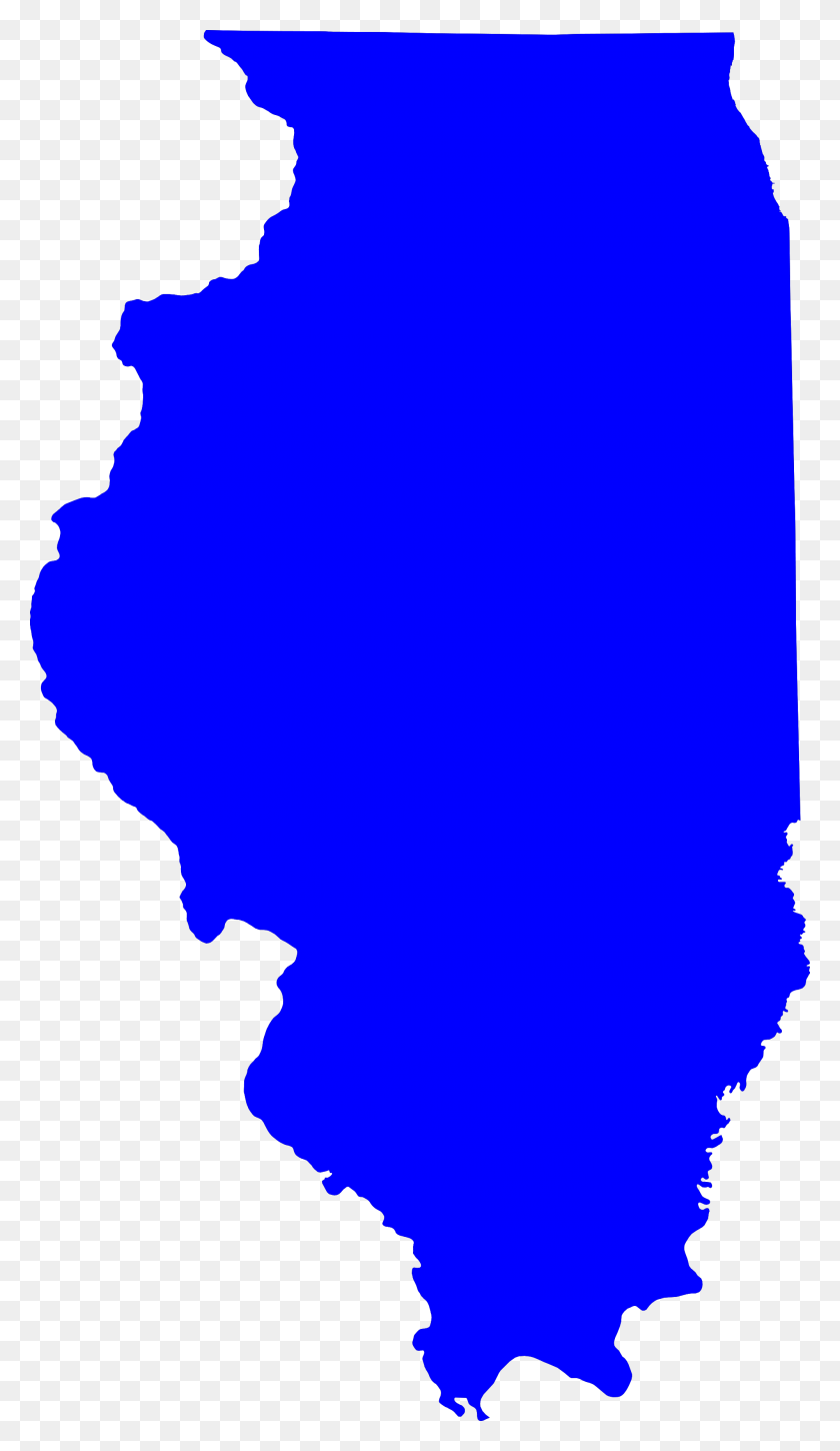 2000x3566 Map Of Illinois Blue - Illinois State Clipart