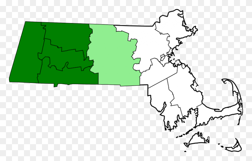 800x489 Карта Массачусетса С Выделением Западных Округов - Массачусетс Png