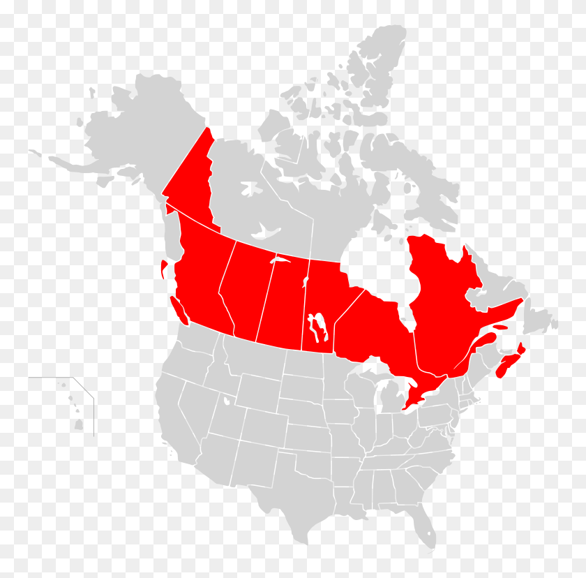 768x768 Map Of North America Highlighting Oca Archdiocese Of Canada - North America PNG