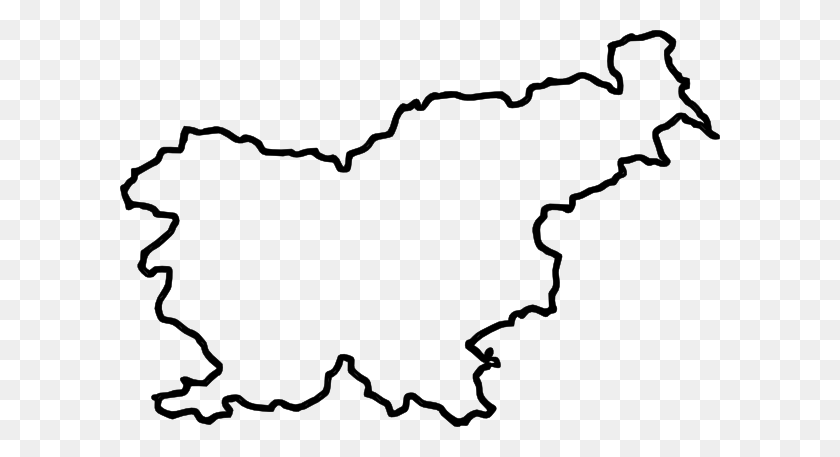 600x397 Карта Словении - Умный Клипарт Черно-Белый
