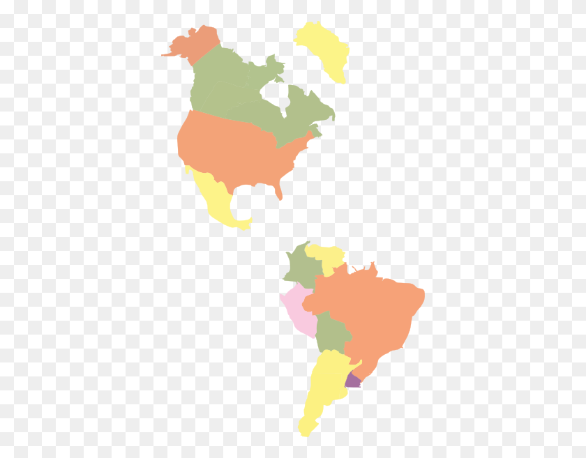 378x597 Map Of The Americas Clip Art - North America Clipart