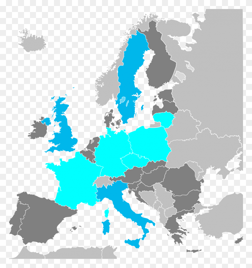 957x1024 Map Of The European Union, Coloured - Europe Map PNG