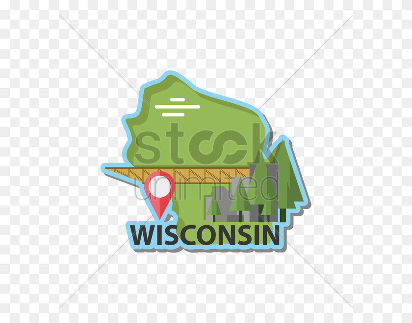 600x600 Map Of Wisconsin State Vector Image - Wisconsin State Clipart