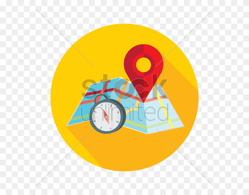 600x600 Map With Pin Pointer And Direction Compass Vector Image - Map Compass PNG