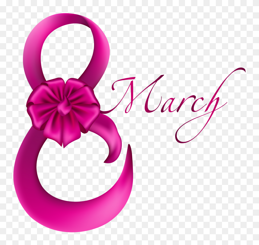 6148x5795 March Pink With Bow Png Clipart - Pink Bow PNG