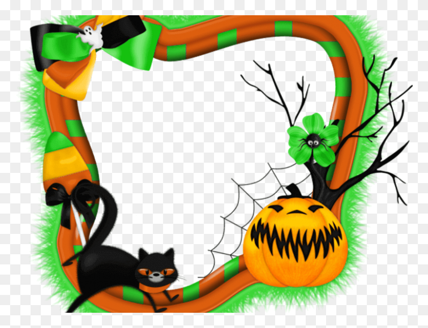 800x600 Marco Para Halloween Verde Y Naranja Diy And Crafts - Наранджа Клипарт