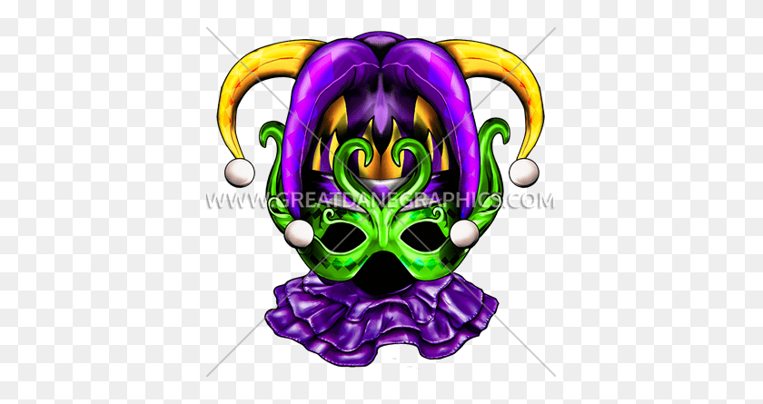 385x385 Mardi Gras Jester Mask Production Ready Artwork For T Shirt Printing - Mardi Gras Beads PNG