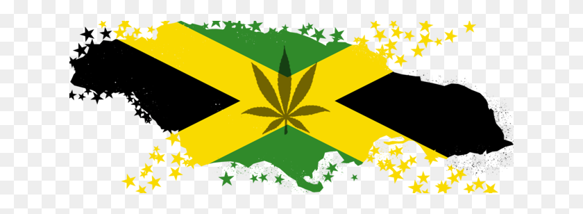 640x248 Marijuana And Flag Map Of Jamaica - Jamaica Flag PNG