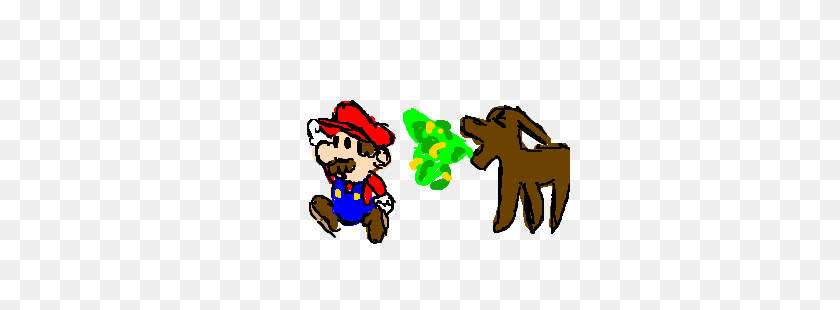 300x250 Mario Fleeing From A Vomiting Dog With Long Ears Drawing - Vomiting Clipart