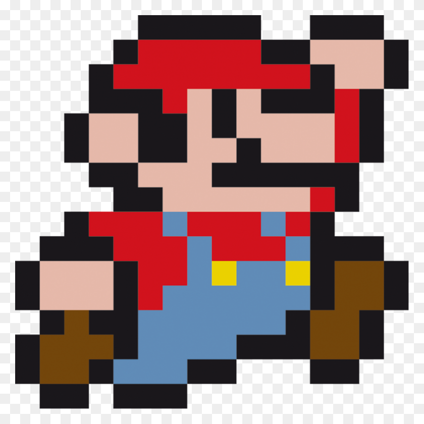 894x894 Mario Jump - 8 Bit Mario PNG