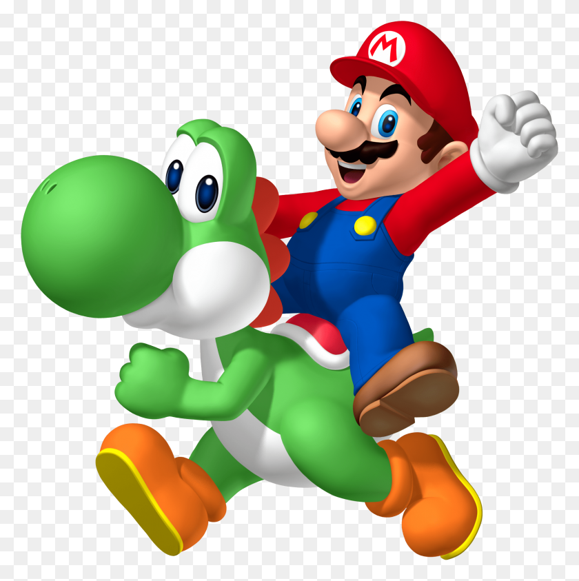 2245x2254 Mario Riding Yoshi Png