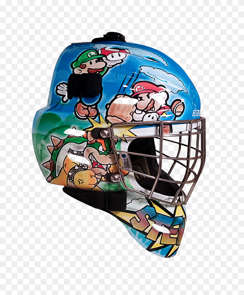 700x956 Máscaras De Mario Derecho De Portero - Máscara De Hockey Png