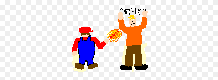 300x250 Mario Shoots Fireball - Confused Person PNG