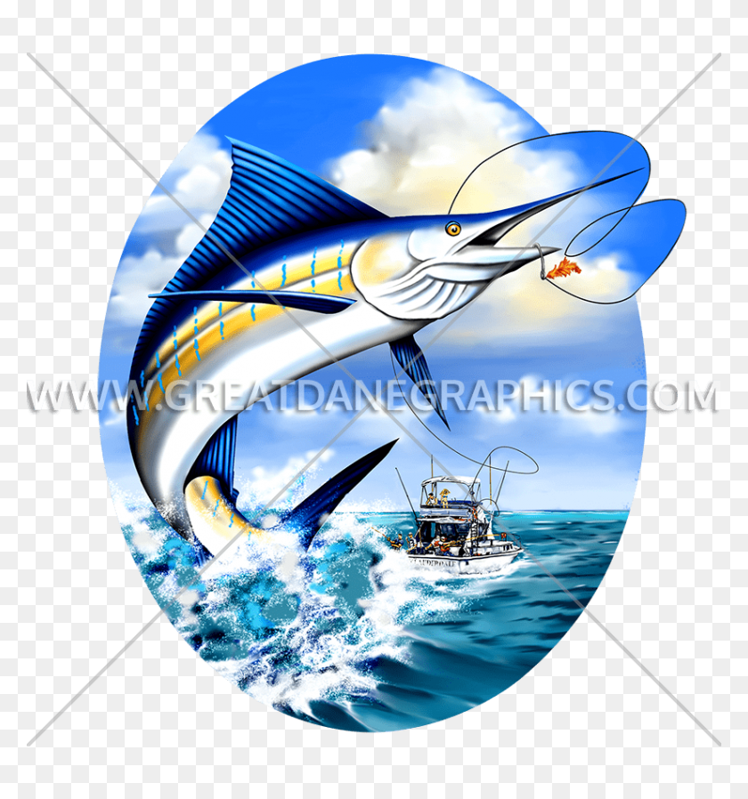 825x887 Marlin Fishing Production Ready Obra De Arte Para La Impresión De Camisetas - Tarpon Clipart