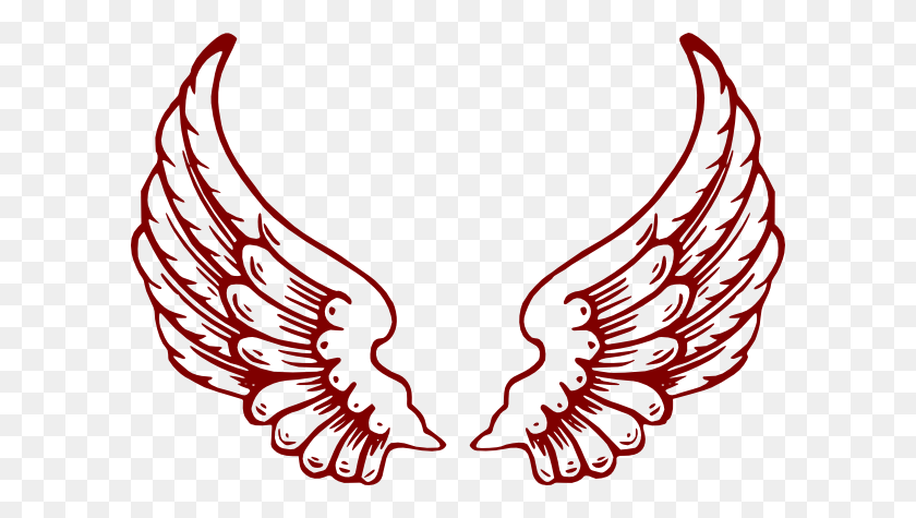 600x415 Maroon Angle Wings Clip Art - Angle Clipart