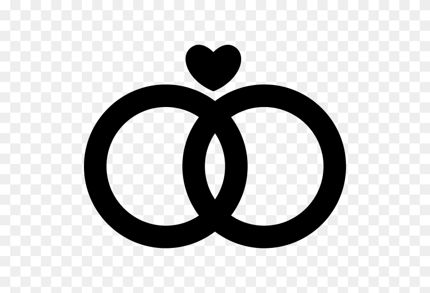 512x512 Marriage Rings Couple With A Heart Png Icon - Heart PNG Black